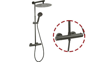 Trevi Gun Metal - Zuhanyszett fejzuhannyal, kézizuhannyal és termosztátos csapteleppel
